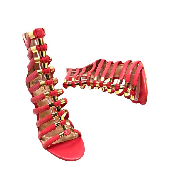 Vince Camuto Troy Pink Leather Gladiator Stiletto Sandals - Picture 11 of 11